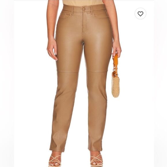 Good American Better Than Leather Good Boy Pants Warm Caramel Women New! - Picture 2 of 12
